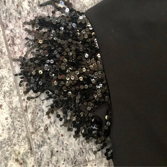 KATE SPADE NWOT Sequin Fringe Black Swing Dress Size 0 - Picture 13 of 15